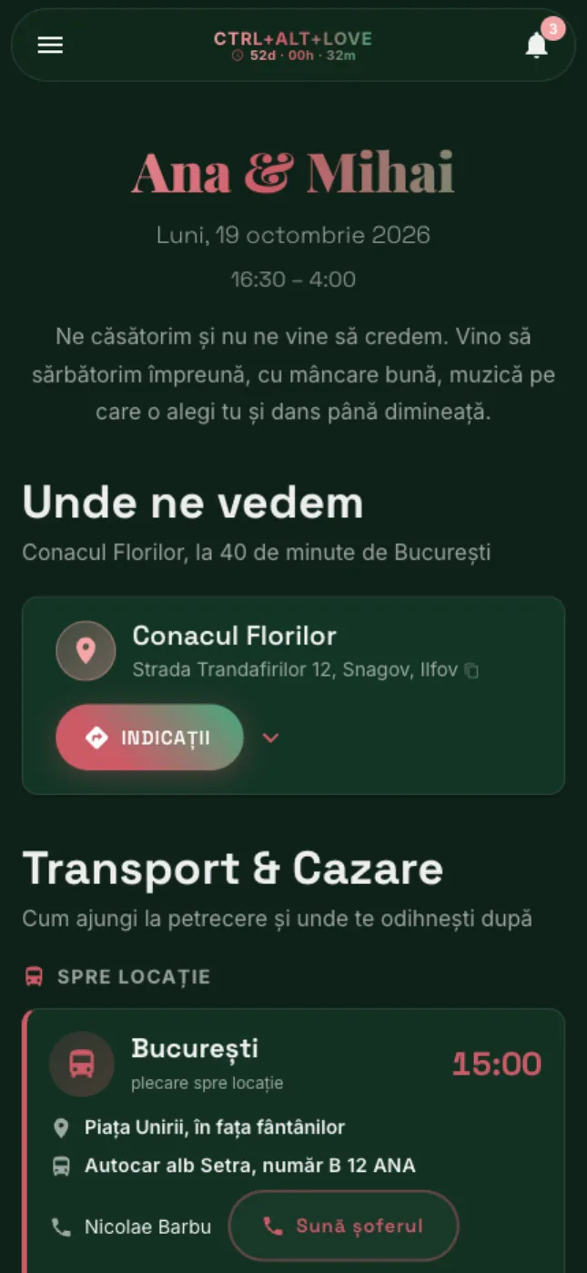Invitația online a nunții, de unde invitații confirmă prezența